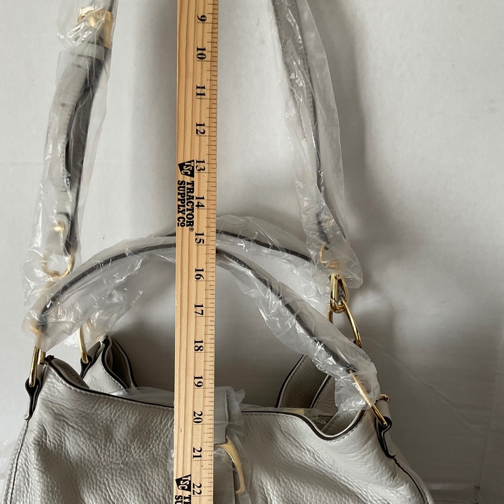 GILI Pebble Leather Hobo Bag Off-White Gold Hardware Adjustable Straps NEW - Picture 2 of 15
